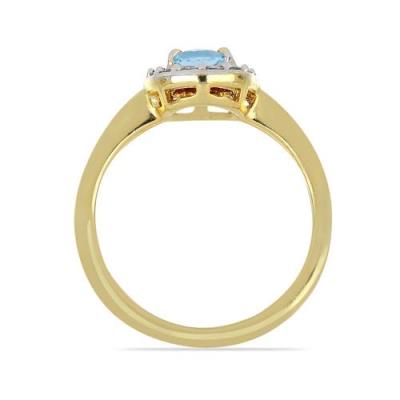 Bulk 14K Gold Oval Aquamarine Cluster Ring Diamond-Accented Oval Halo - Wholesale Diamond & Gemstone Ring Manufacturer UK